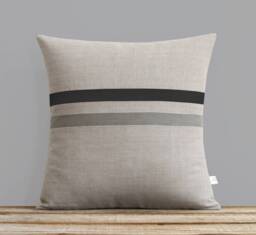 Striped Pillow Cover With Black & Grey Stripes By Jillianrenedecor - 16x16 Modern Home Decor - Masculine Gift For Him - thumbnail 1