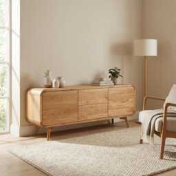 Sideboard, Record Player Stand, Sideboard With Two Drawers & Compartments, Tv Vinyl Storage, Low Dresser, Credenza Media Console - thumbnail 3