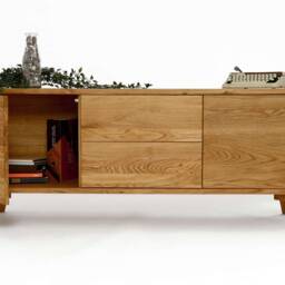 Sideboard, Record Player Stand, Sideboard With Two Drawers & Compartments, Tv Vinyl Storage, Low Dresser, Credenza Media Console - thumbnail 4
