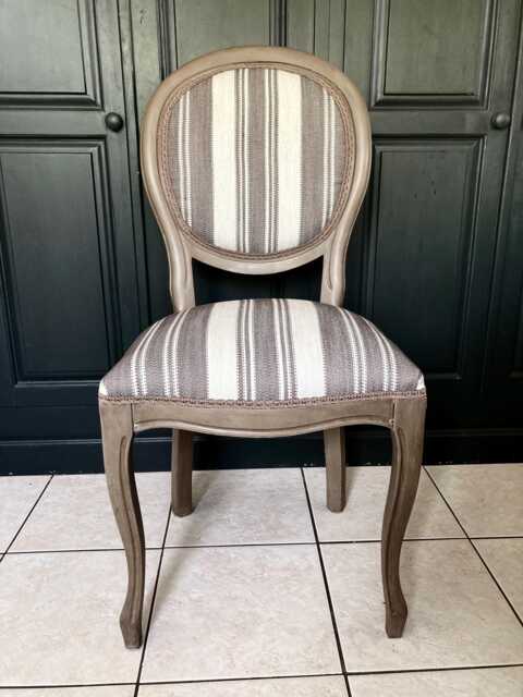 French Style Bedroom Or Dining Chair Brown & Cream Woven Designer Fabric - image 1