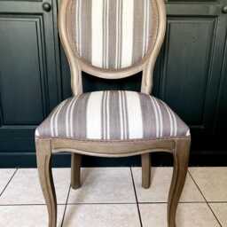 French Style Bedroom Or Dining Chair Brown & Cream Woven Designer Fabric - thumbnail 4