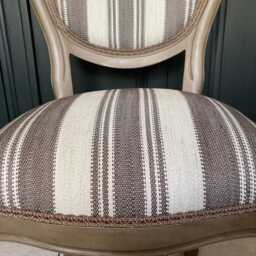 French Style Bedroom Or Dining Chair Brown & Cream Woven Designer Fabric - thumbnail 3