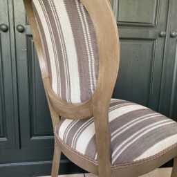 French Style Bedroom Or Dining Chair Brown & Cream Woven Designer Fabric - thumbnail 2