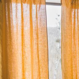 Honey Gold Linen Curtain Panel Tie Top Soft Drape - thumbnail 2