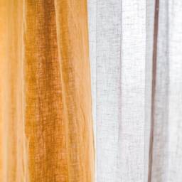 Honey Gold Linen Curtain Panel Tie Top Soft Drape - thumbnail 3