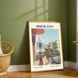 Tel Aviv Israel White City Art Poster - Mediterranean Travel Urban Cityscape Israeli Beach Wall Print Decor - thumbnail 2