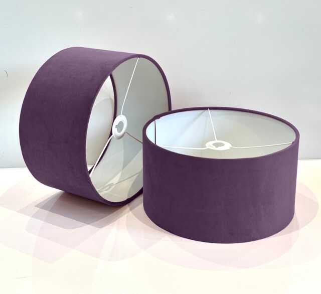 New Handmade Lavender Purple Velvet Drum Lamp Shade Suitable For Tables & Ceilings With White Lining All Shapes Available Sizes On Demand