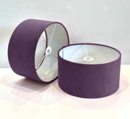 New Handmade Lavender Purple Velvet Drum Lamp Shade Suitable For Tables & Ceilings With White Lining All Shapes Available Sizes On Demand - thumbnail 1