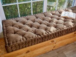 Bench Cushion Seating, Velvet Tufted Custom Pillow, Floor Cushion, Sofa, Couch, Reading Nook French Seat