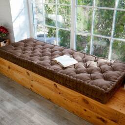 Bench Cushion Seating, Velvet Tufted Custom Pillow, Floor Cushion, Sofa, Couch, Reading Nook French Seat - thumbnail 2