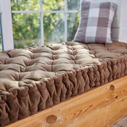 Bench Cushion Seating, Velvet Tufted Custom Pillow, Floor Cushion, Sofa, Couch, Reading Nook French Seat - thumbnail 3