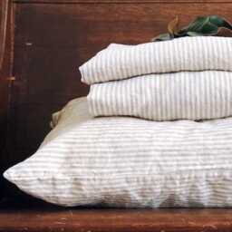 striped Linen Cotton Crib Sheet Breathable Neutral Baby Bedding