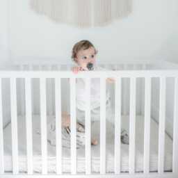 striped Linen Cotton Crib Sheet Breathable Neutral Baby Bedding - thumbnail 2