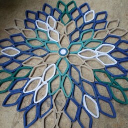 Handmade Dahlia Paper Wall Art Navy, Teal, & Beige - thumbnail 3