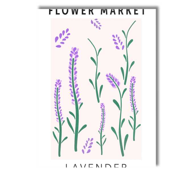 Minimalist Lavender Flower Market Botanical Stem Illustration Canvas Wall Art Print Decor Picture Ready To Hang - image 1