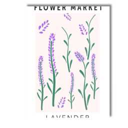 Minimalist Lavender Flower Market Botanical Stem Illustration Canvas Wall Art Print Decor Picture Ready To Hang