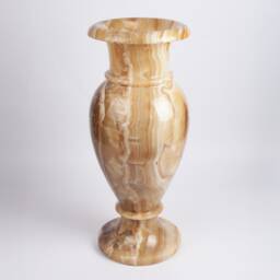 Hand Carved Yellow Alabaster Vase Natural Home Centerpiece - thumbnail 3