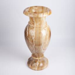 Hand Carved Yellow Alabaster Vase Natural Home Centerpiece - thumbnail 2
