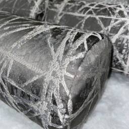 Luxurious 16x6 Cylindrical Bolster Cushion - Handmade Designer Pillow in Steel Grey For Modern Home Decor Neomi - thumbnail 3
