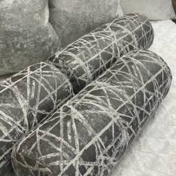 Luxurious 16x6 Cylindrical Bolster Cushion - Handmade Designer Pillow in Steel Grey For Modern Home Decor Neomi - thumbnail 4