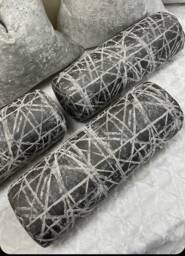Luxurious 16x6 Cylindrical Bolster Cushion - Handmade Designer Pillow in Steel Grey For Modern Home Decor Neomi