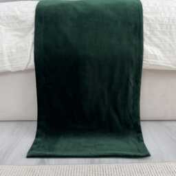 Dark Green Velvet Bed Runner Soft Luxurious Scarf Hotel Style Bedding Decor - thumbnail 2