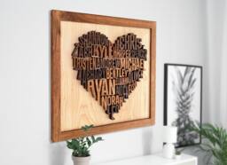 Handmade Customizable Wood Family Names Heart Wall Art, Custom Tree Sign, Handcrafted Gift