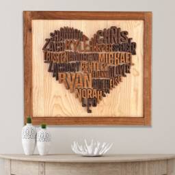 Handmade Customizable Wood Family Names Heart Wall Art, Custom Tree Sign, Handcrafted Gift - thumbnail 2