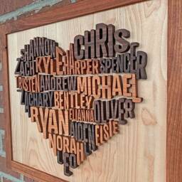 Handmade Customizable Wood Family Names Heart Wall Art, Custom Tree Sign, Handcrafted Gift - thumbnail 3