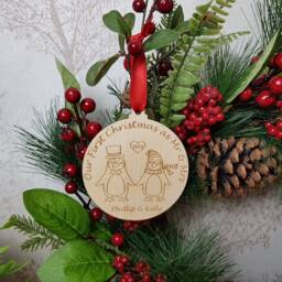 Our First Christmas As Mr & Mrs, Tree Personalised Decoration/Hanger Bauble. Gift For Couple, Newlyweds, Wedding - thumbnail 2