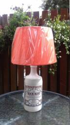 Autumn Edition Rock Rose Ceramic Gin Bottle - Upcycled Table Lamp Without Shade - 3Amp UK Electrical Plug With On/Off Switch