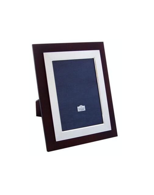 "sterling Silver Art Deco Photo Frame Tulip Wood Front With Mahogany Wooden Back 7"" X 5" - image 1