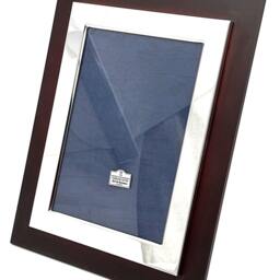 "sterling Silver Art Deco Photo Frame Tulip Wood Front With Mahogany Wooden Back 7"" X 5" - thumbnail 2