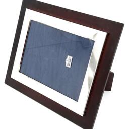 "sterling Silver Art Deco Photo Frame Tulip Wood Front With Mahogany Wooden Back 7"" X 5" - thumbnail 3