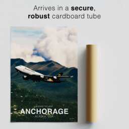 Ups Boeing 747 Poster - Anchorage Alaska Landscape Aviation Art Print Civil Airliner Wall Pilot Office Decor - thumbnail 3