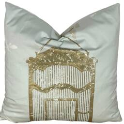 Nina Campbell Fabric Bird Cage Walk Cushion Covers - Set Of 3 Blue & Gold - thumbnail 3