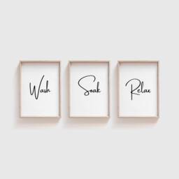 Bathroom Set, Set Of 3, Wash Soak Relax Prints, Poster, Set 3 Wall - thumbnail 1