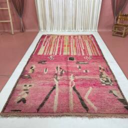 Handmade Wool Beni Ourain Rug Vintage Moroccan Carpet - 5x9Ft - thumbnail 3