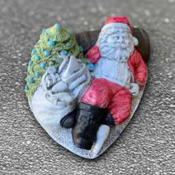 Cute Santa Claus Sculpture Cement Figurine Outdoor Winter Decoration Lover Gift Handmade Lover - thumbnail 3