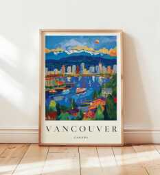 Vancouver Travel Poster British Columbia Mountain City Art Print - thumbnail 1