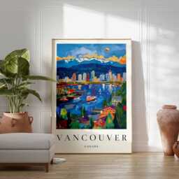 Vancouver Travel Poster British Columbia Mountain City Art Print - thumbnail 2