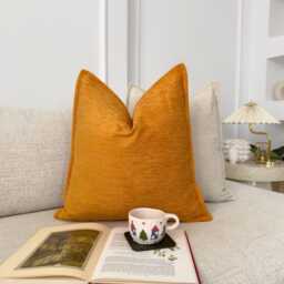 Chenille Velvet Orange Cushion Cover Home Decor Burnt Pillow Cover, - All Sizes - thumbnail 3