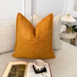 Chenille Velvet Orange Cushion Cover Home Decor Burnt Pillow Cover, - All Sizes - thumbnail 4
