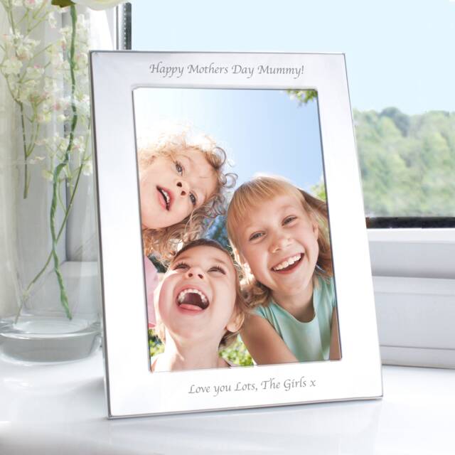 Personalised Silver 5x7 Photo Frame - Aluminium Gift For Her Engraved Custom Picture - image 1