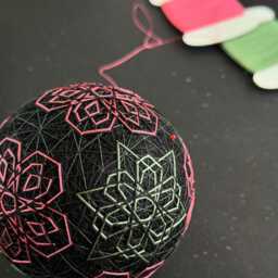 "Japanese Temari ""Neon Flowers" - thumbnail 4
