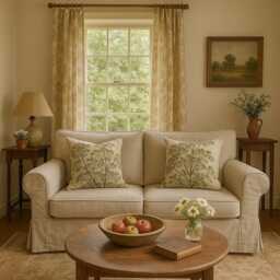 Green Cow Parsley Pillow Cover Botanical Print Cotton Linen, Farmhouse Decor - thumbnail 2