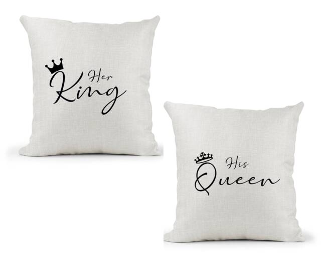 Personalised Anniversary Cream Canvas Cushion, Scatter Home Decor, Wedding, Mum Dad, Friends, Her King, His Queen - image 1