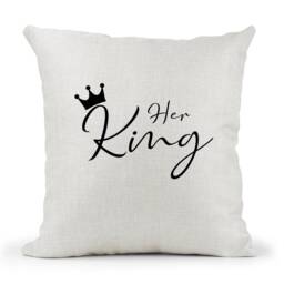 Personalised Anniversary Cream Canvas Cushion, Scatter Home Decor, Wedding, Mum Dad, Friends, Her King, His Queen - thumbnail 2