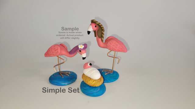 Flamingo Nativity Handcrafted, Unique, Polymer Clay Figurines - Holiday Decor - image 1