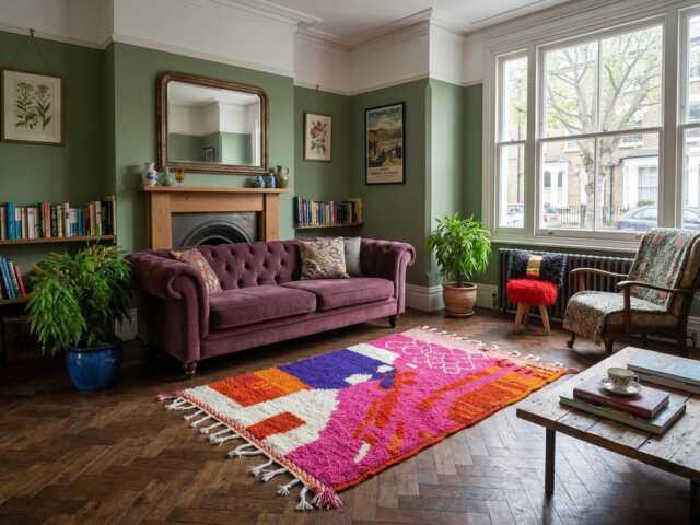 Handmade Beni Ourain Rug Pink Moroccan Wool Rug - image 1